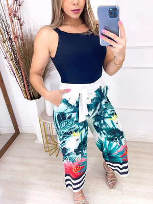 Calça Feminina Estampada Com Zíper