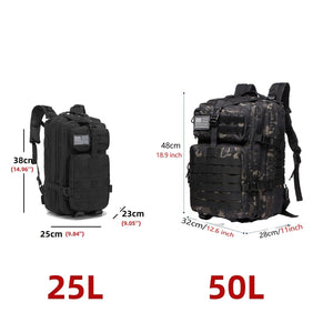 Mochila Tática Impermeável Esportiva 25L/50L